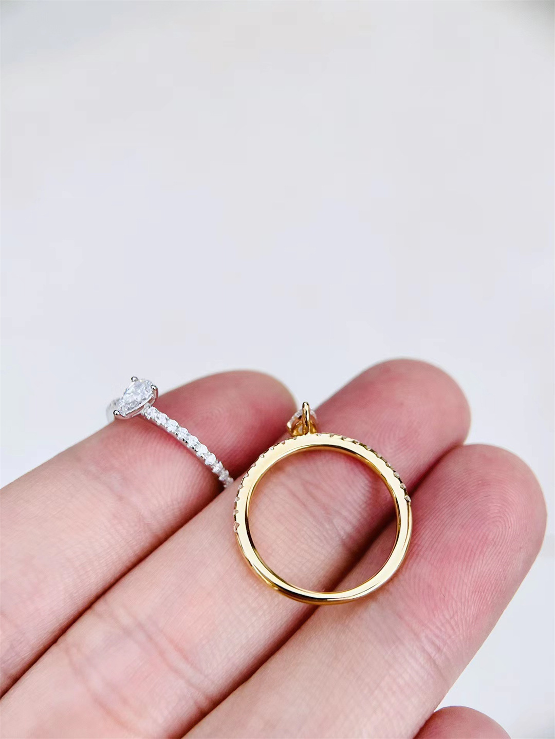 Teardrop Moissanite Pavé Band Ring