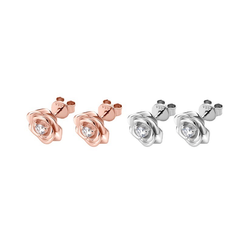 Rosélie Moissanite Rose Stud Earrings