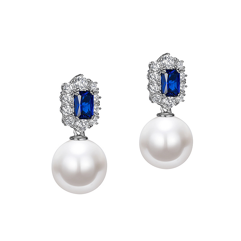 Royal Blue Gem & Pearl Drop