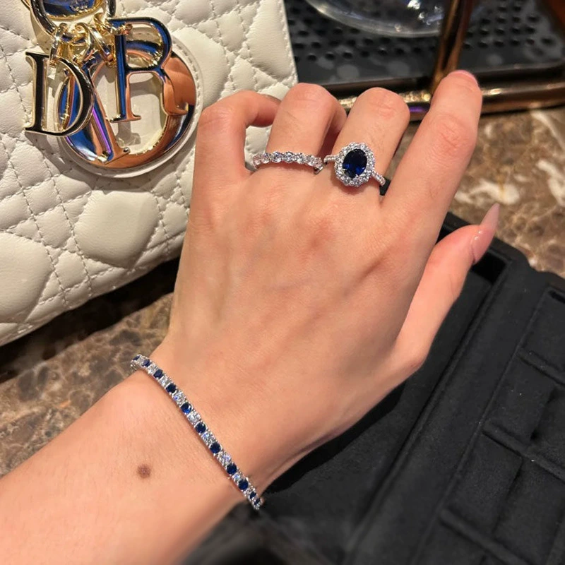 Blue & White Tennis Bracelet