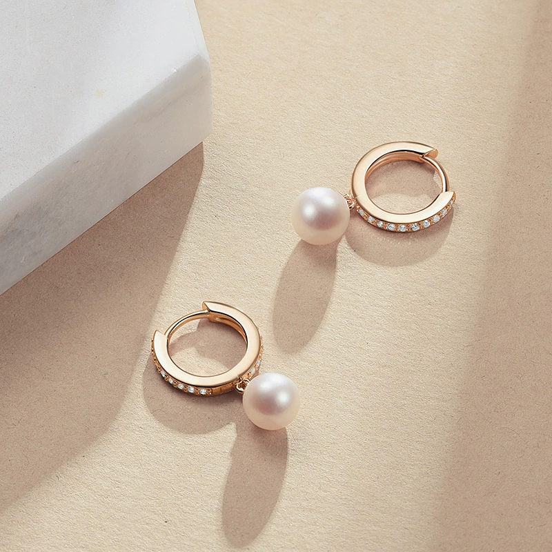 Aurelia – Pearl Drop Hoop Earrings