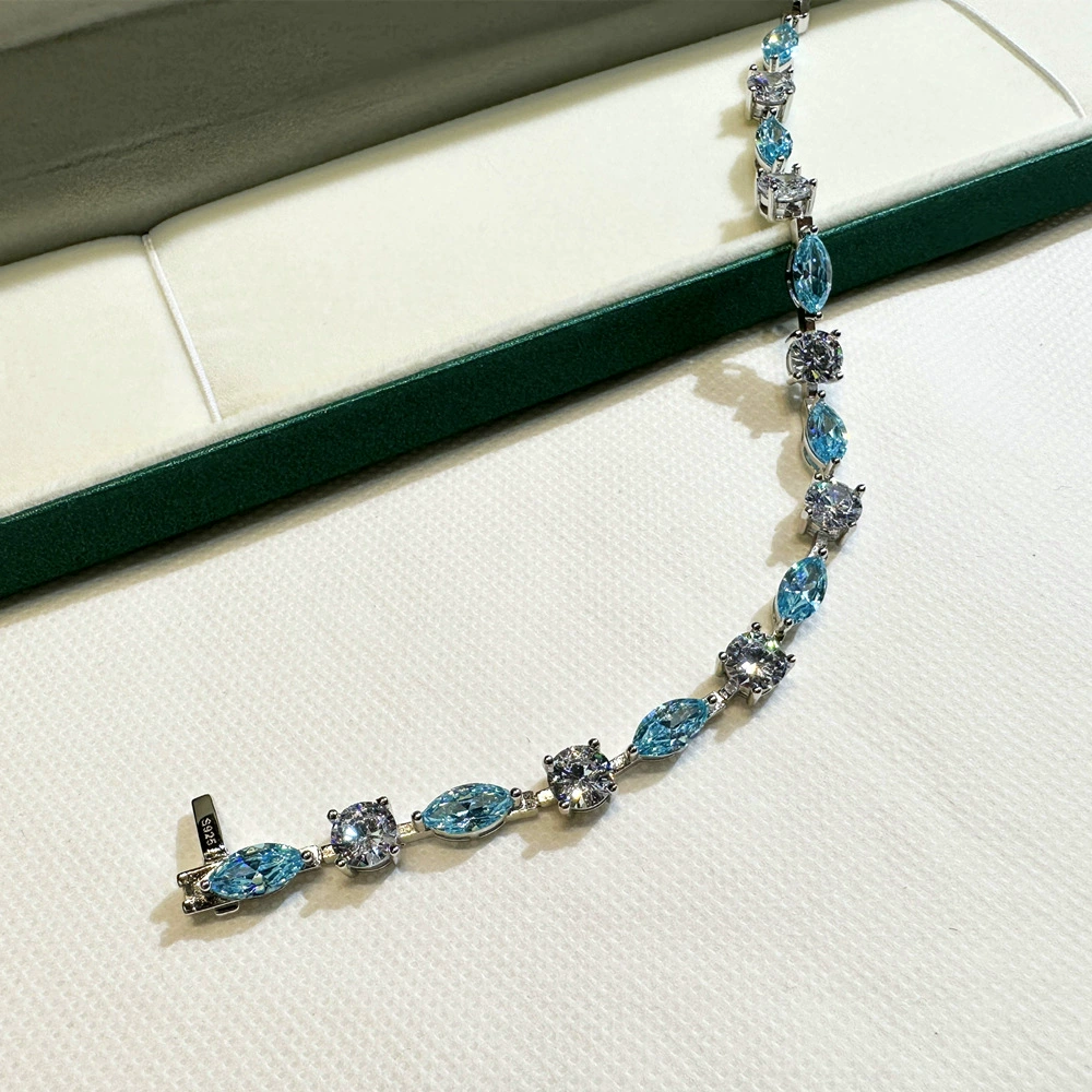 Azure Muse – Blue Zircon & Silver Harmony Bracelet