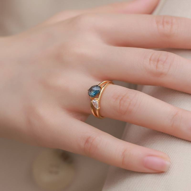 Aurora – London Blue Topaz Dual Stone Ring