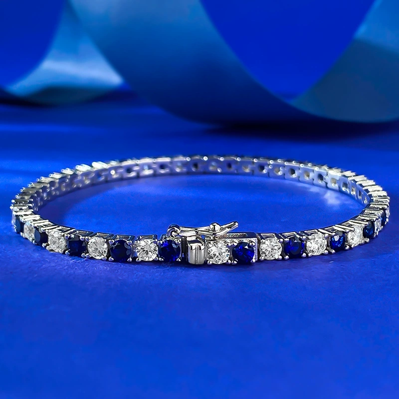 Blue & White Tennis Bracelet