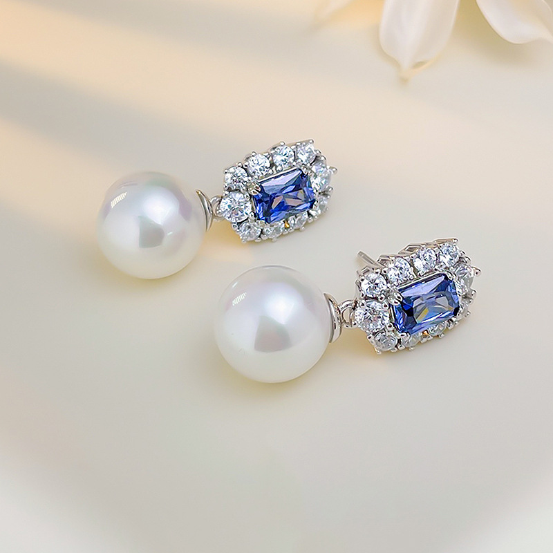 Royal Blue Gem & Pearl Drop