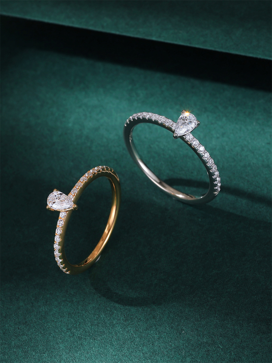 Teardrop Moissanite Pavé Band Ring