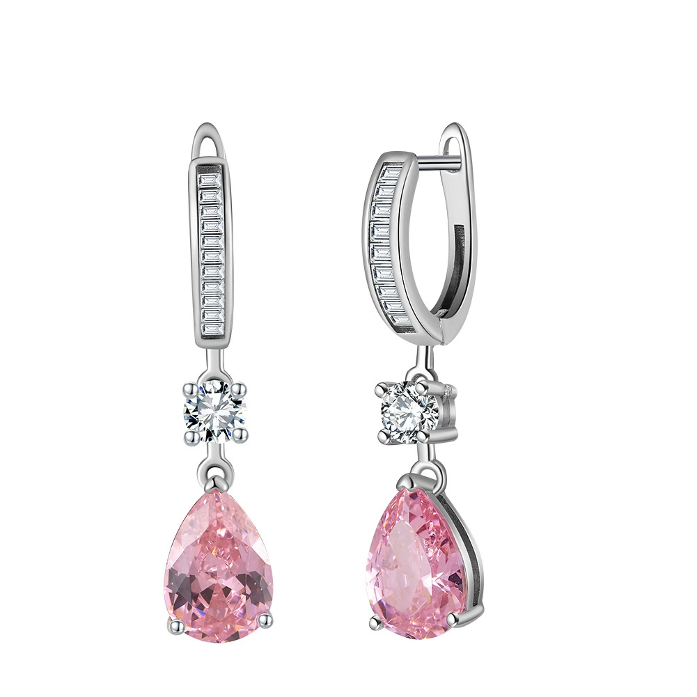 Roselle Grace – Pink Teardrop Zircon Earrings