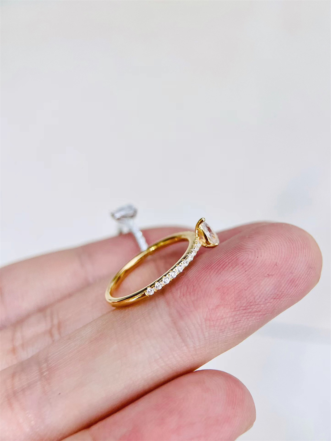 Teardrop Moissanite Pavé Band Ring