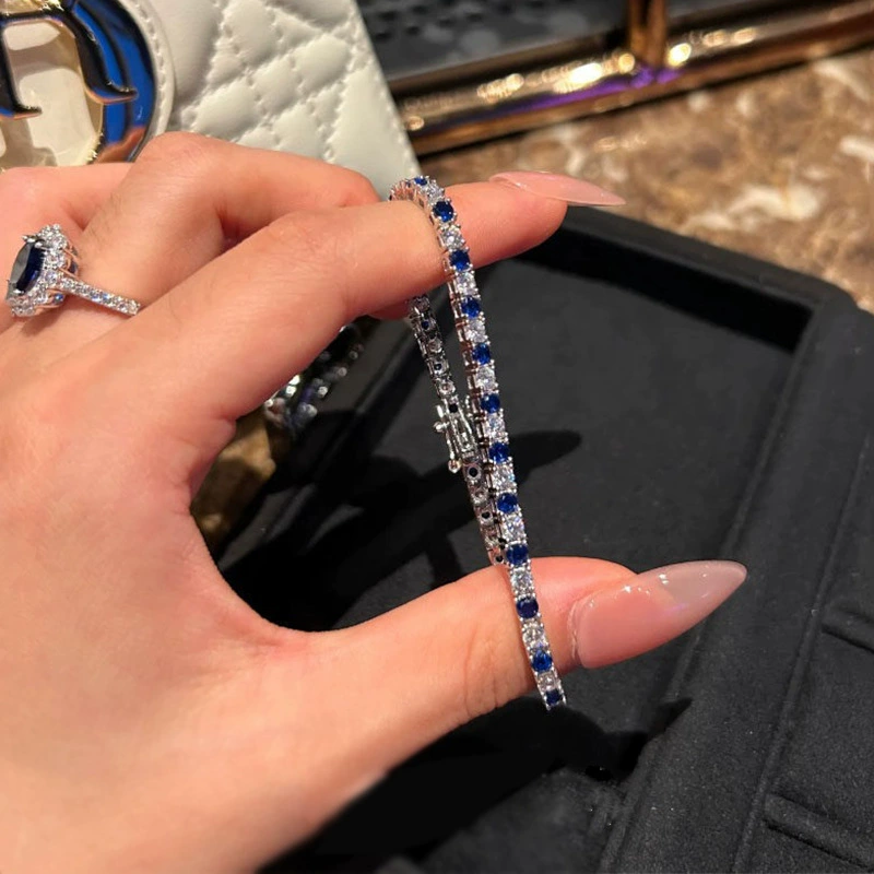 Blue & White Tennis Bracelet