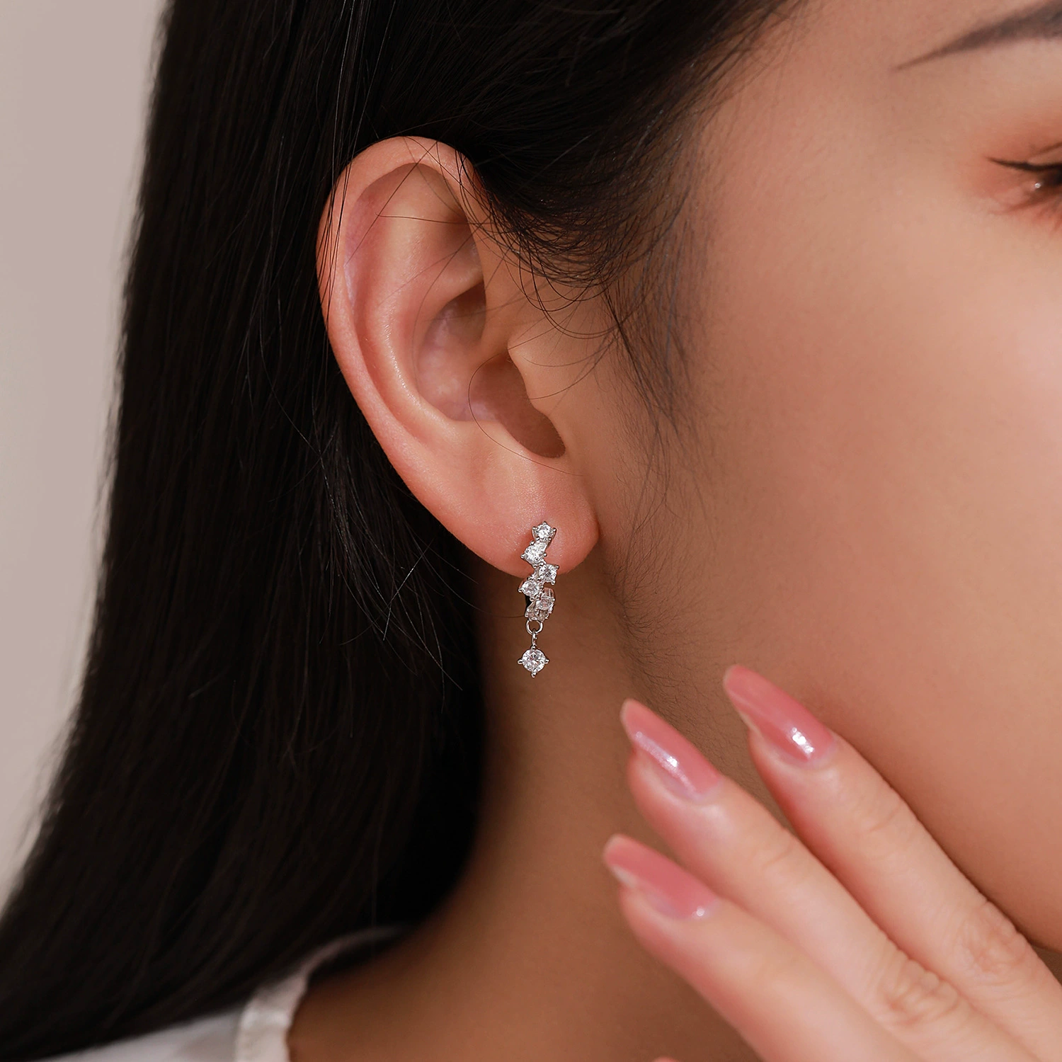 Elara – Crystal Drop Sterling Hoops