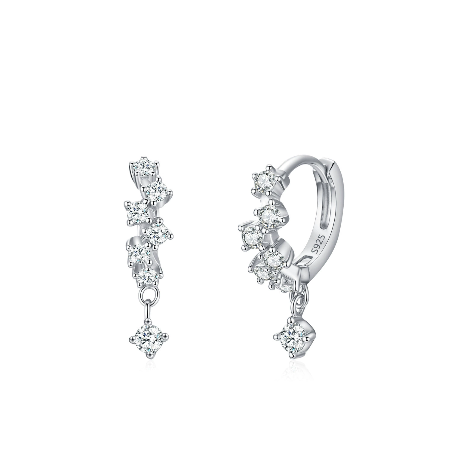 Elara – Crystal Drop Sterling Hoops