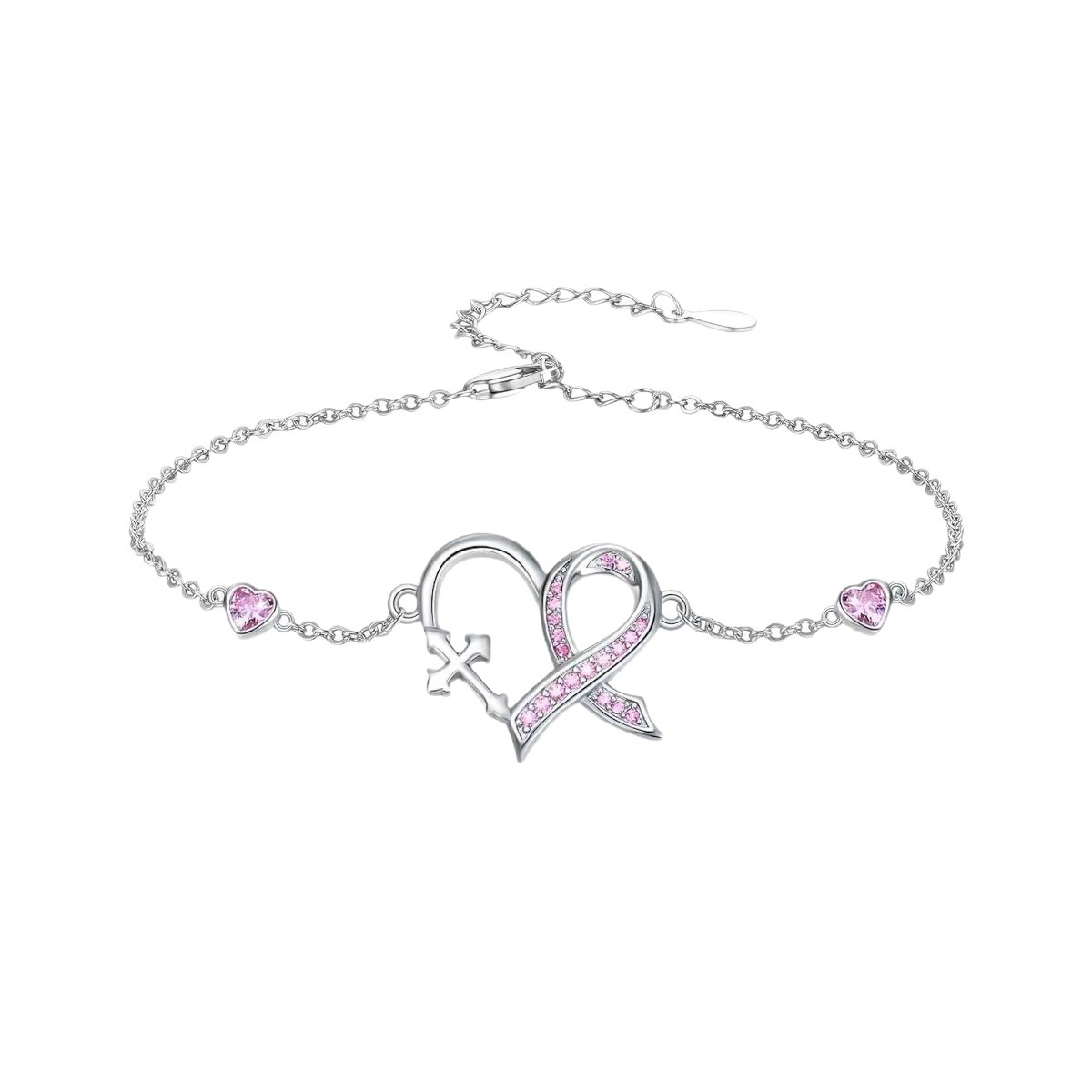 Faith & Love – Pink Heart-Cross Bracelet
