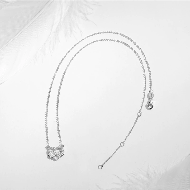Eternal Embrace – 925 Sterling Silver Heart & Infinity Pendant NecklacE