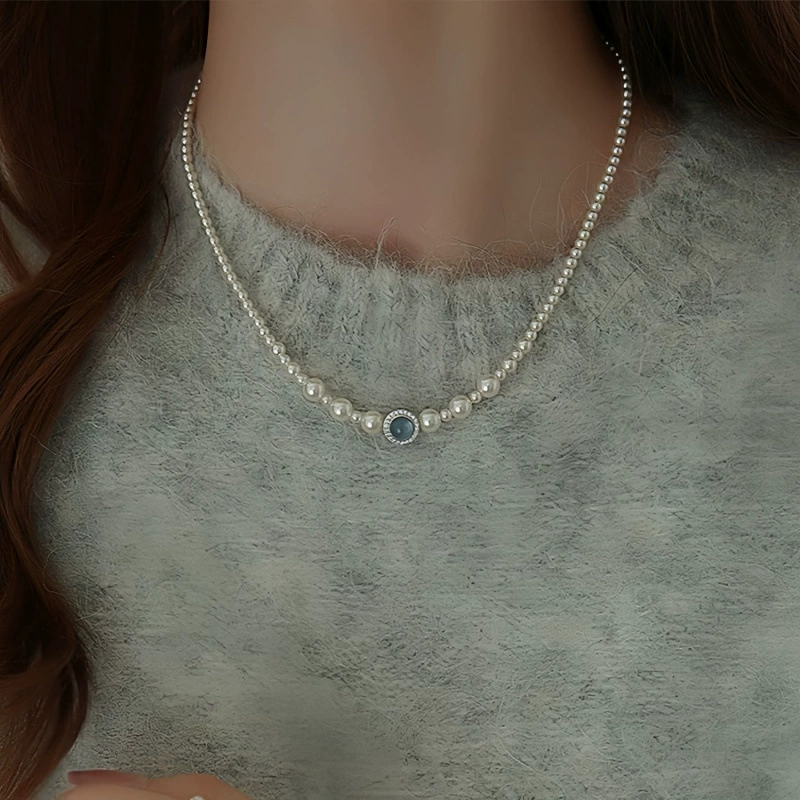 Aqua Poise – Pearl & Aquamarine Harmony Necklace