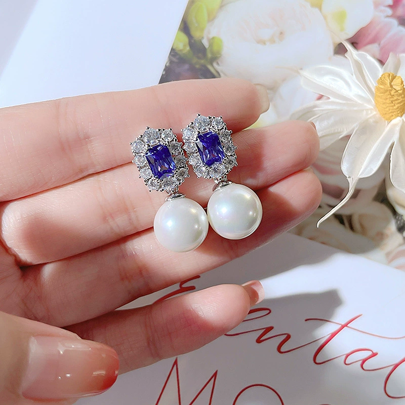 Royal Blue Gem & Pearl Drop
