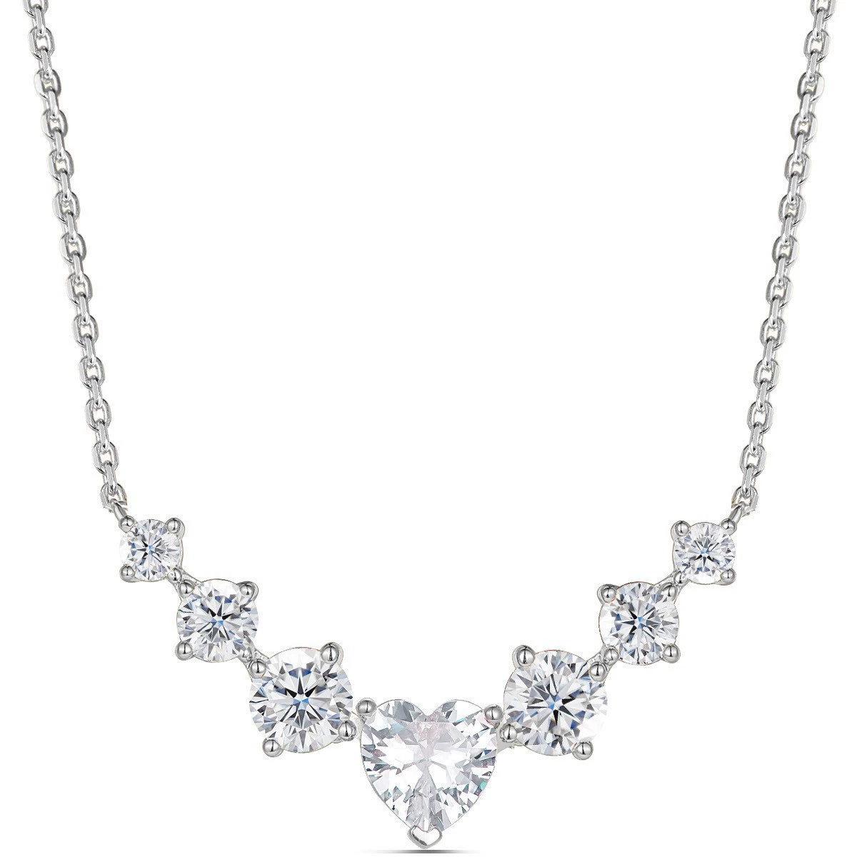 Lumière Royale – 925 Sterling Silver Seven Princess Moissanite Necklace