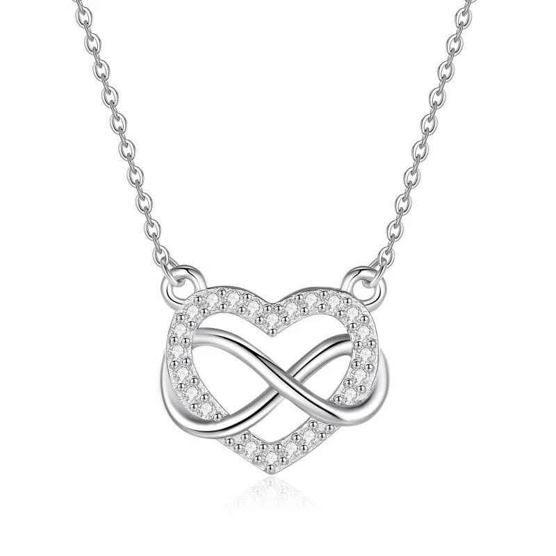 Eternal Embrace – 925 Sterling Silver Heart & Infinity Pendant NecklacE