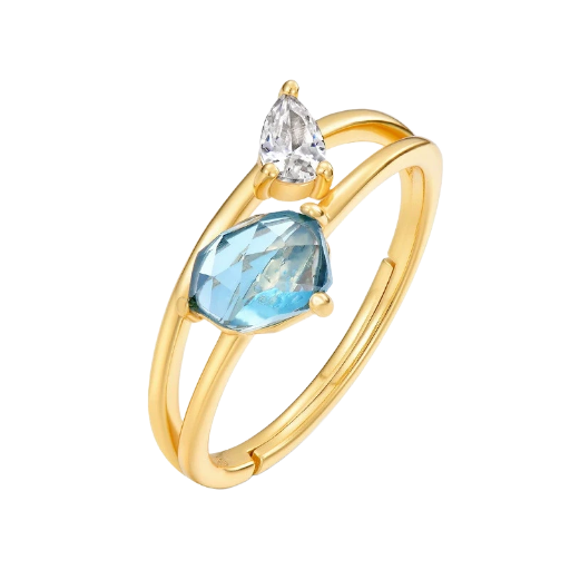 Aurora – London Blue Topaz Dual Stone Ring