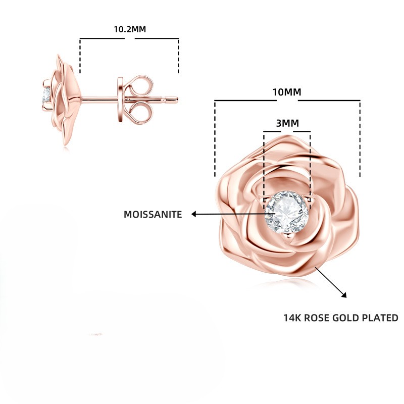 Rosélie Moissanite Rose Stud Earrings