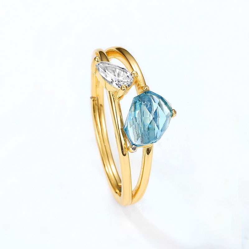 Aurora – London Blue Topaz Dual Stone Ring