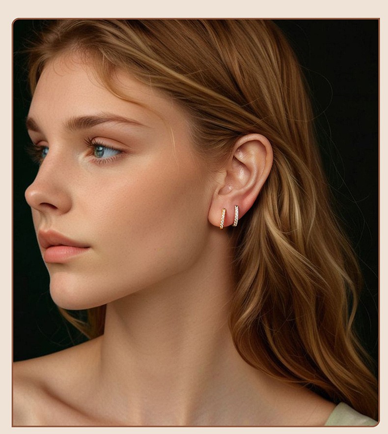 Sparkling Moissanite Hoop Earrings 