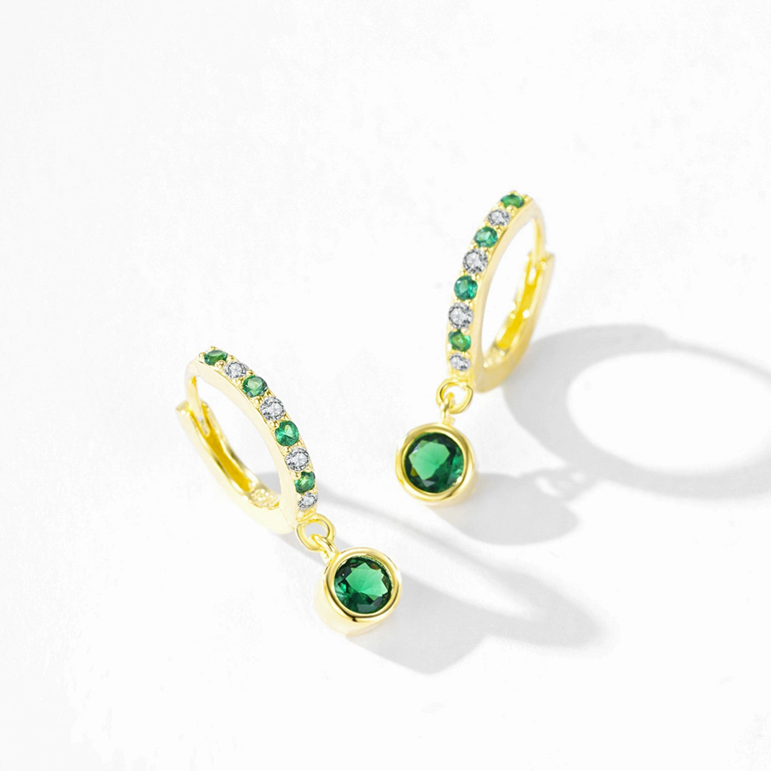 Emeralda –  Green & White Zircon Hoop Earrings