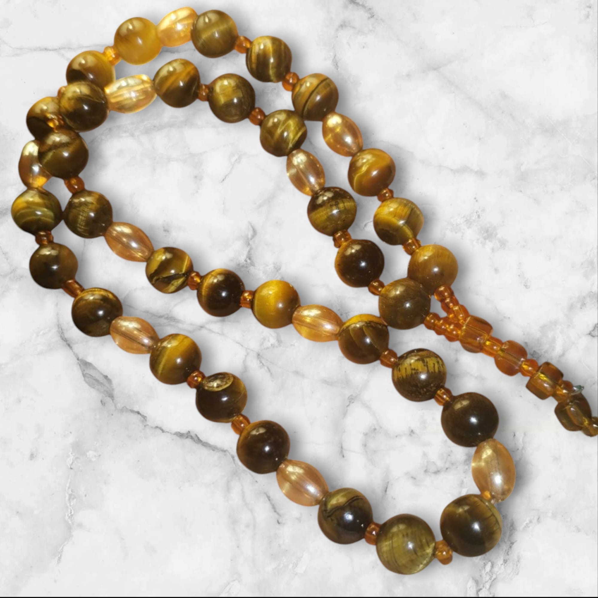 Chapelet Tasbih 33 Perles Œil du Tigre 
