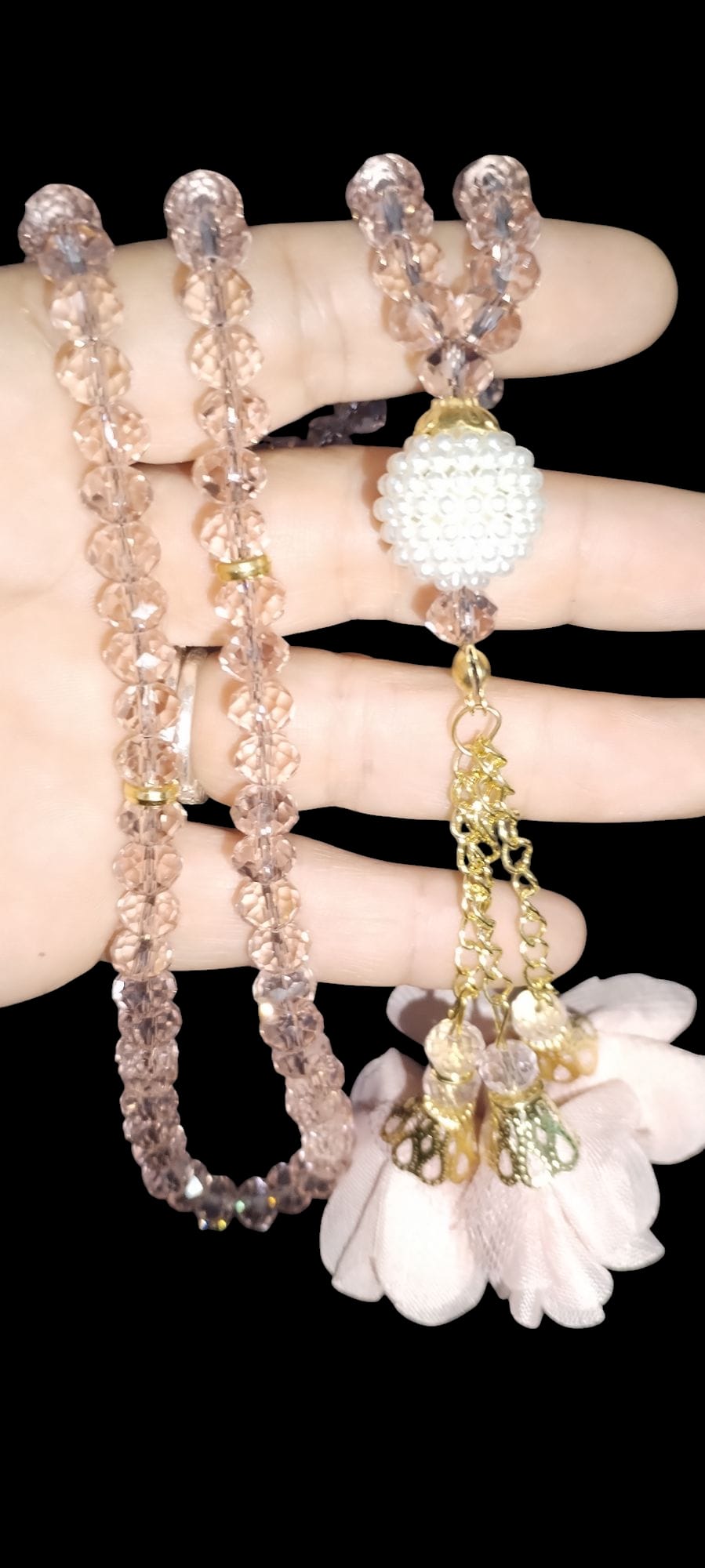 Chapelet Cristal Rose Fleur Rose 