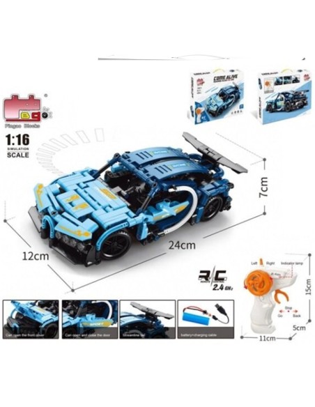 Konstruktorius RC mėlynas lenktyninis automobilis Come alive