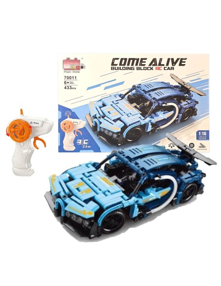 Konstruktorius RC mėlynas lenktyninis automobilis Come alive