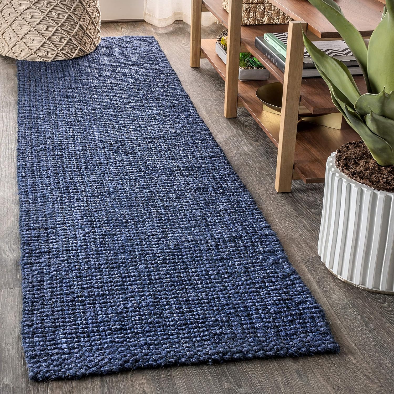 JONATHAN Y NRF102D-214 Pata Hand Woven Chunky Jute Navy 2 ft. x 14 ft. Runner Rug, Bohemian, Transitional, Rustic for Home, Bedroom, Living Room, Kitchen,...