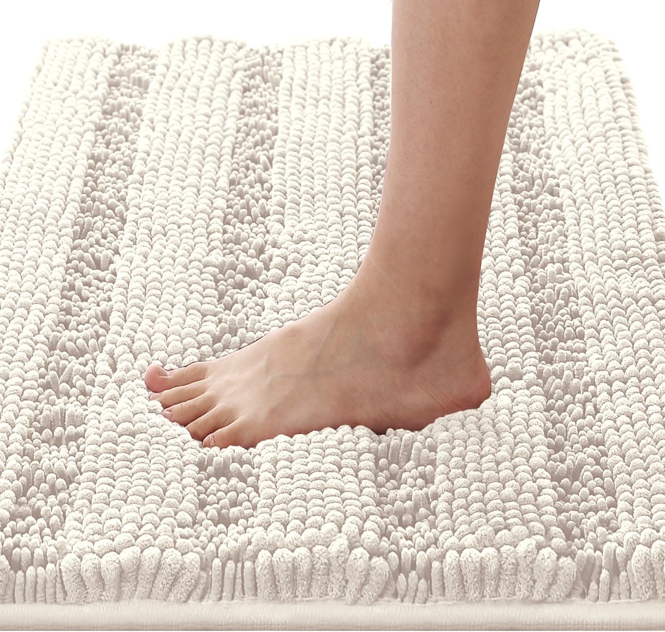 H.VERSAILTEX Bath Rugs for Bathroom Non Slip Bath Mats Extra Thick Chenille Striped Rug 20" x 32" Absorbent Non Skid Fluffy Soft Shaggy Washable Dry... Si