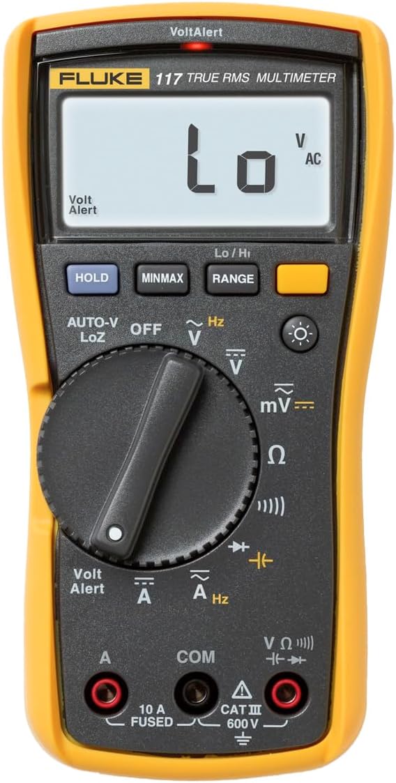 Fluke 117 Digital Multimeter, Non-Contact AC Voltage Detection, Measures Resistance/Continuity/Frequency/Capacitance/Min Max Average, Automatic AC/DC...