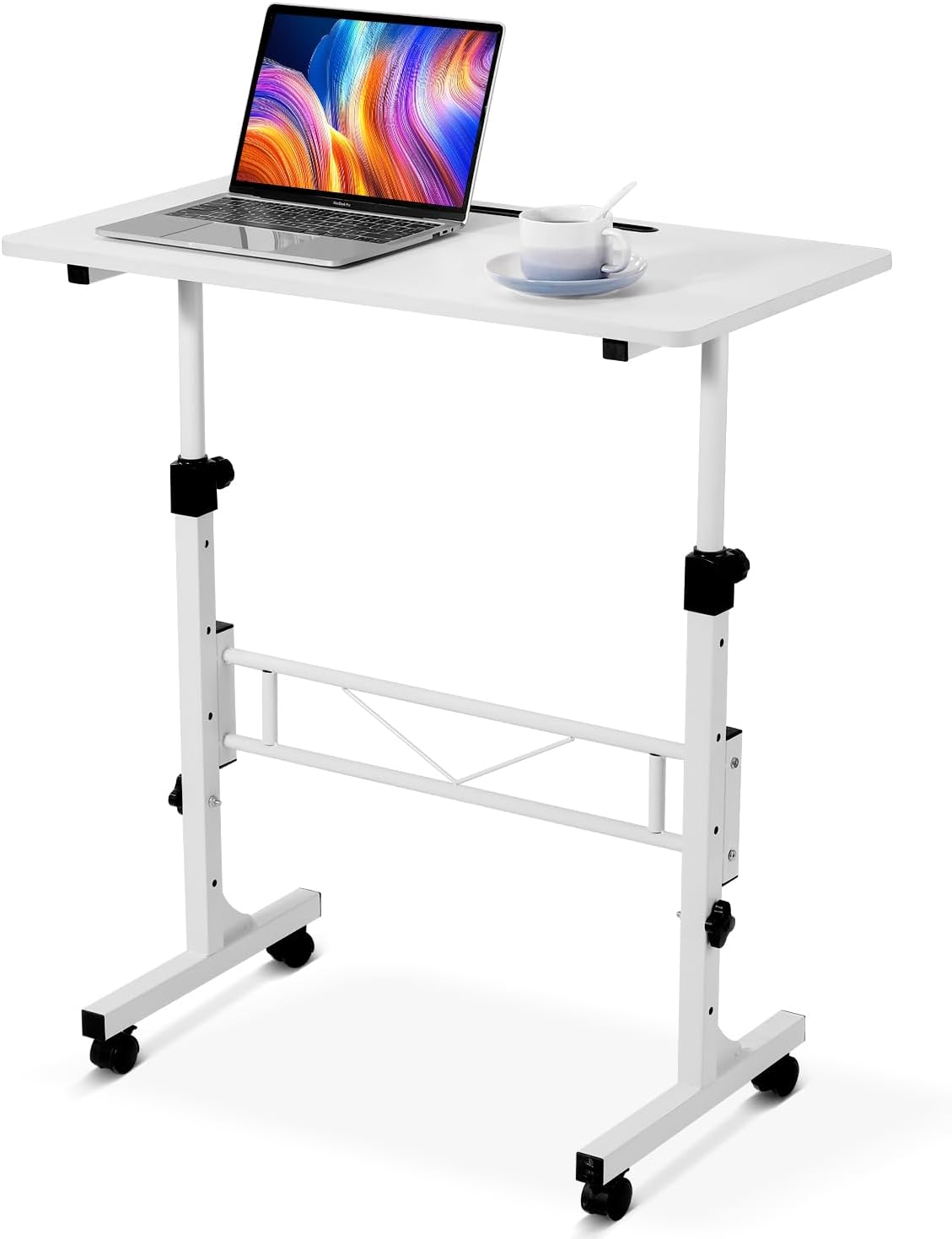 Standing Desk Adjustable Height, Mobile Stand Up Desk with Wheels Small Computer Desk Rolling Desk, Portable Laptop Desk Rustic Standing Table Sit Stand...