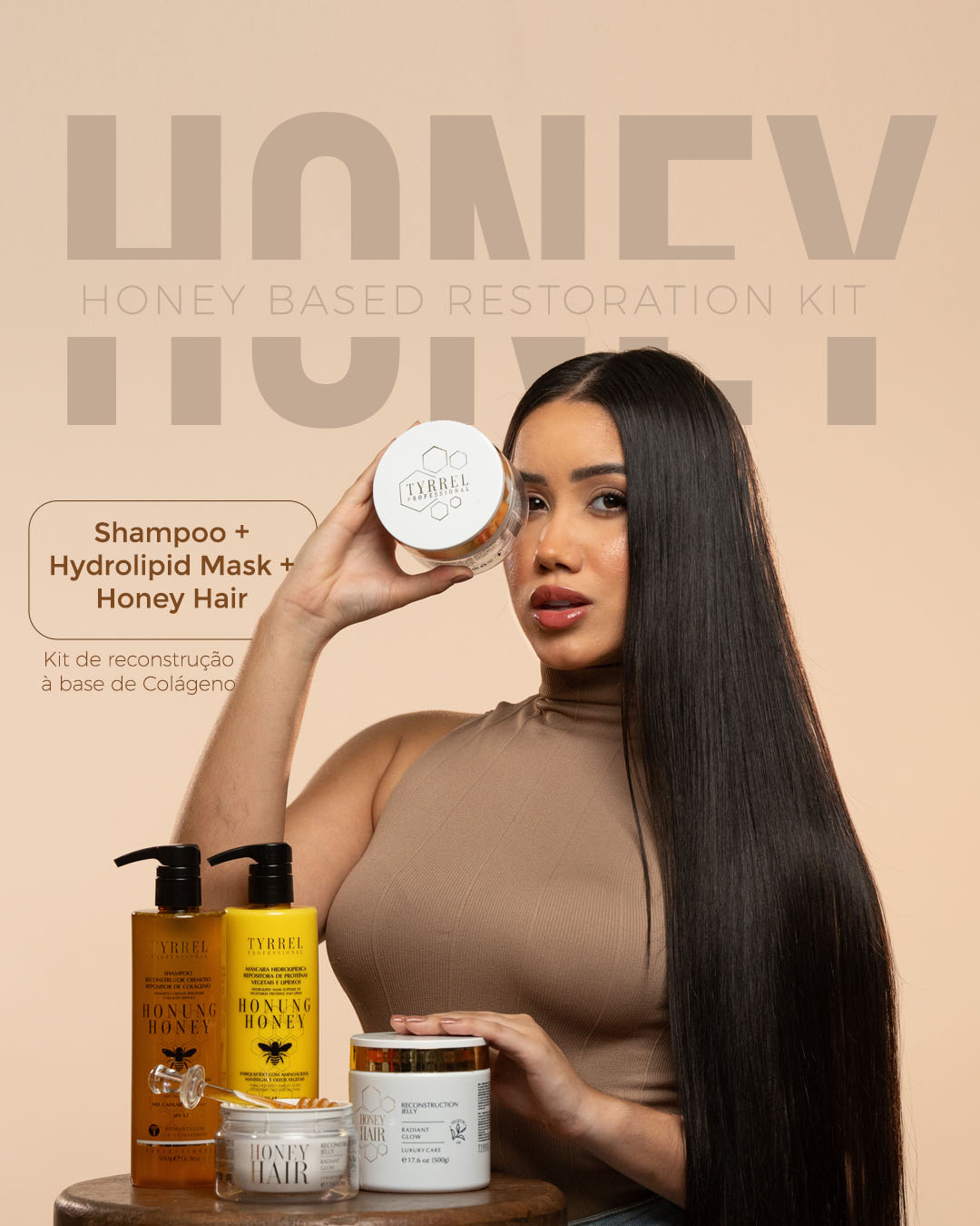 Hohung Honey Collagen Shampoo (500 ml) and  Honung Honey Hydrolipid-protein restorative Mask (500 ml) 