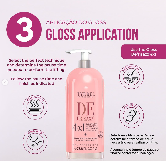 Tyrrel Professional Defrisaxx 4X1 Tratamento Alisador Defrizante e Shampoo Defrisaxx Tratamento Anti-Resíduos