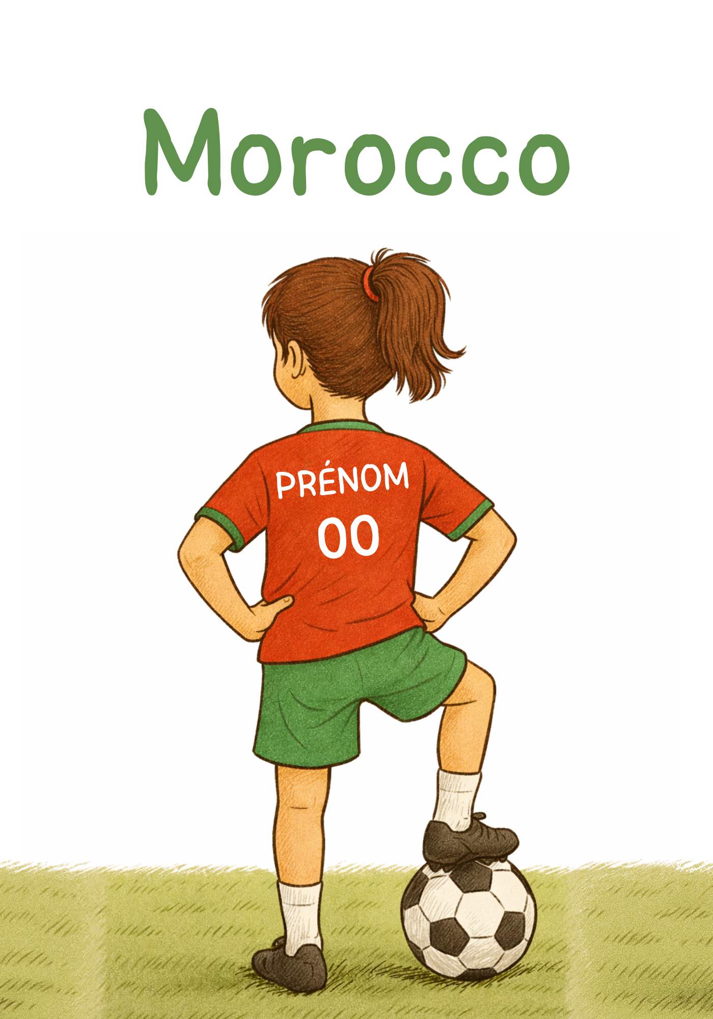 Poster personnalisé enfant – Maillot du Maroc