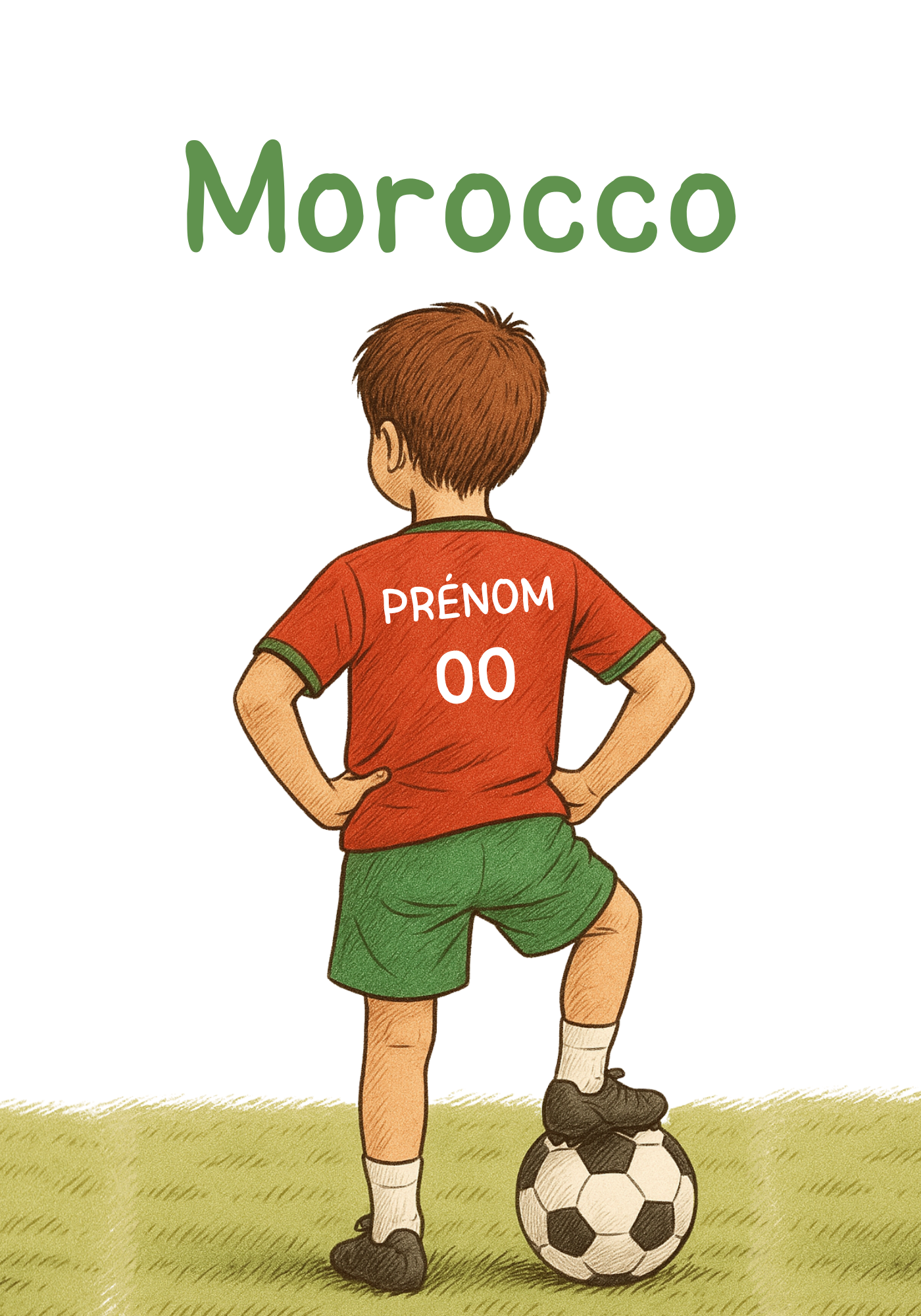 Poster personnalisé enfant – Maillot du Maroc