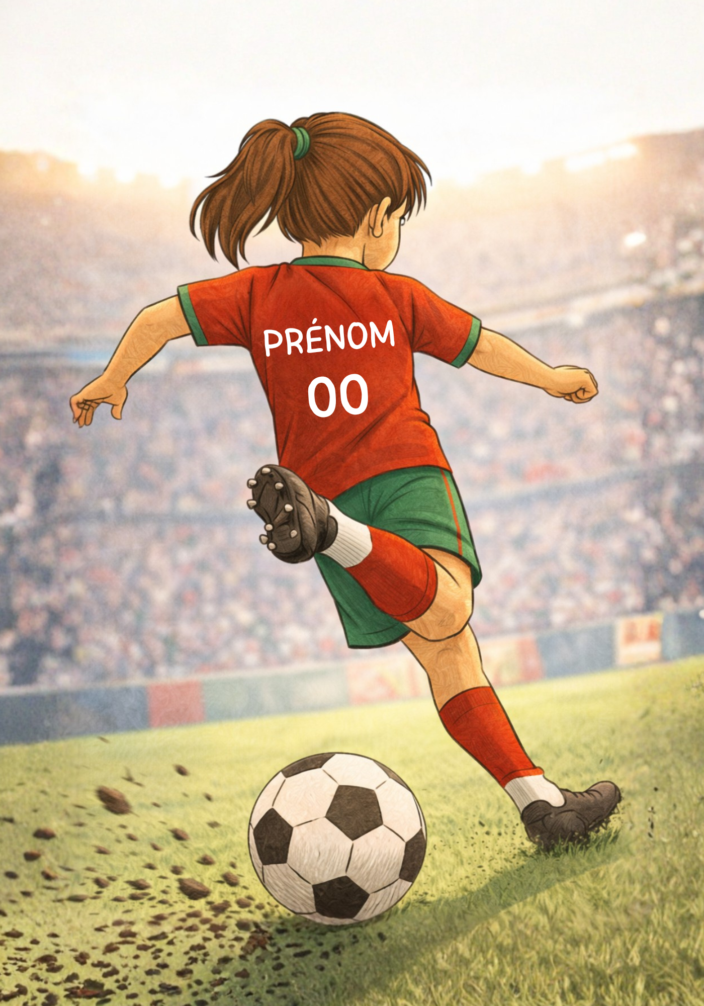 Poster enfant personnalisé – Butteur en maillot du Maroc