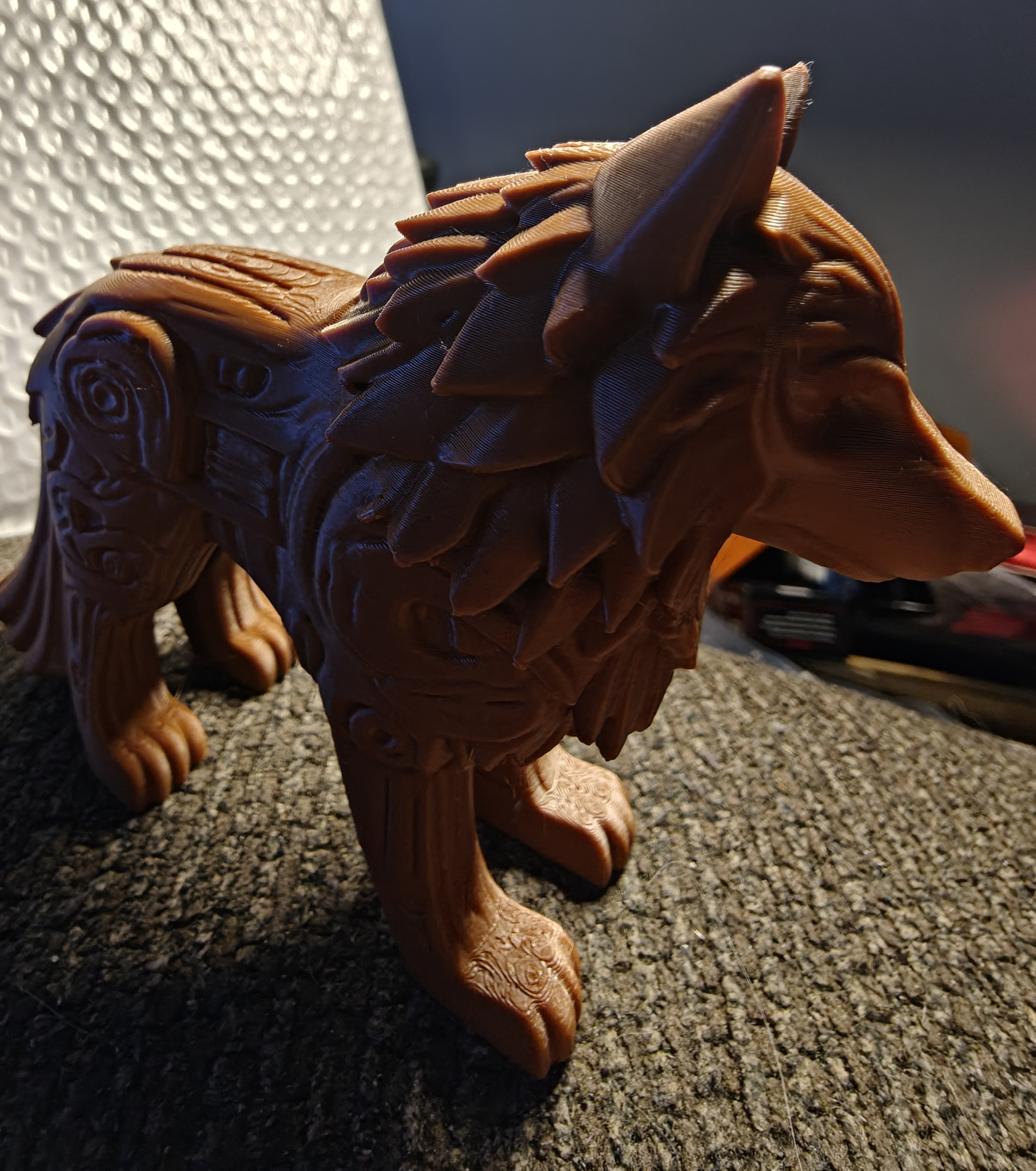 Intricately Carved Wolf Figurine
