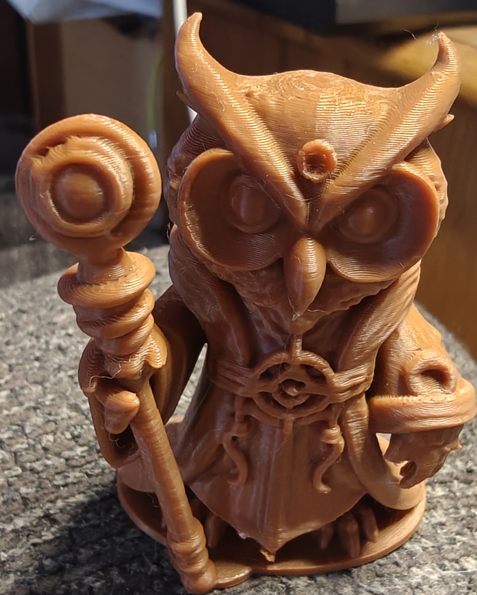 3D Printed Owl Wizard Figurine