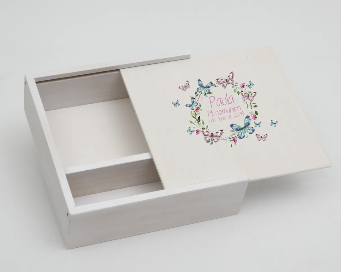 Caja madera + Tapa de madera con Logo