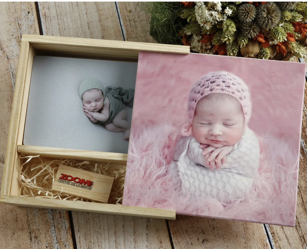 Caja madera + Tapa de madera con Foto