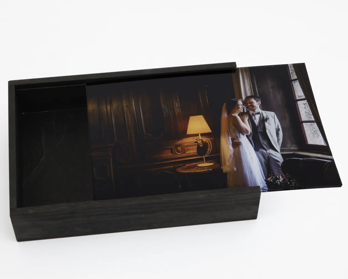 Caja madera + Tapa de metacrilato con Foto