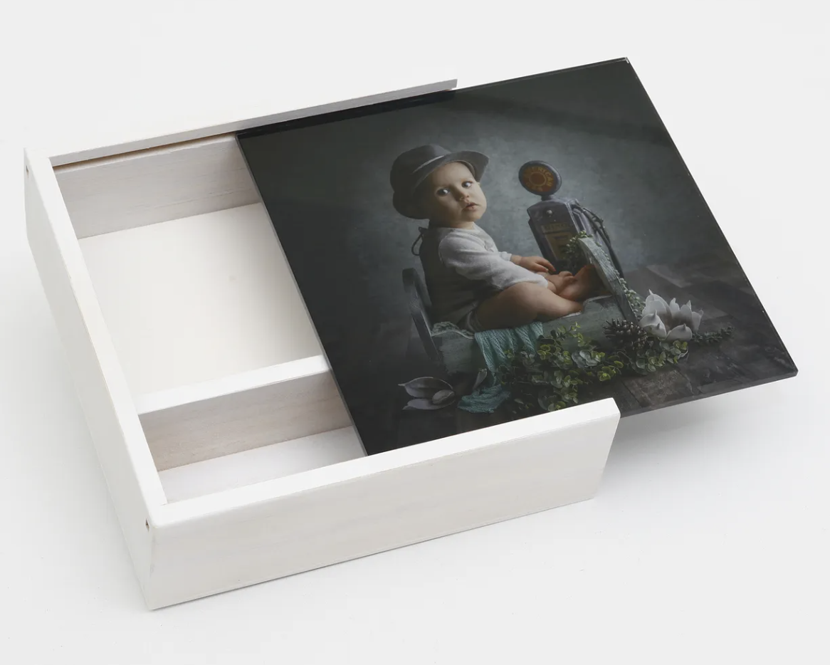 Caja madera + Tapa de metacrilato con Foto