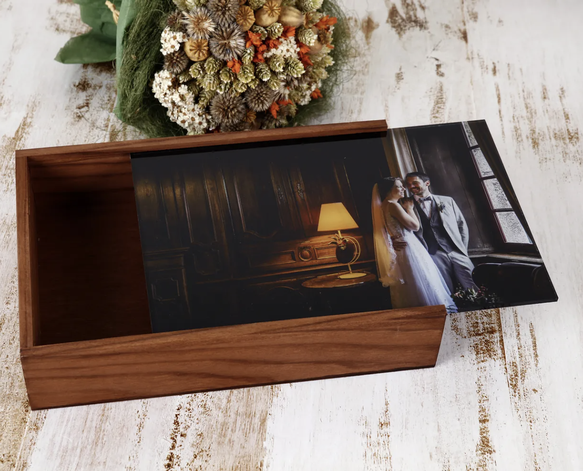 Caja madera + Tapa de metacrilato con Foto