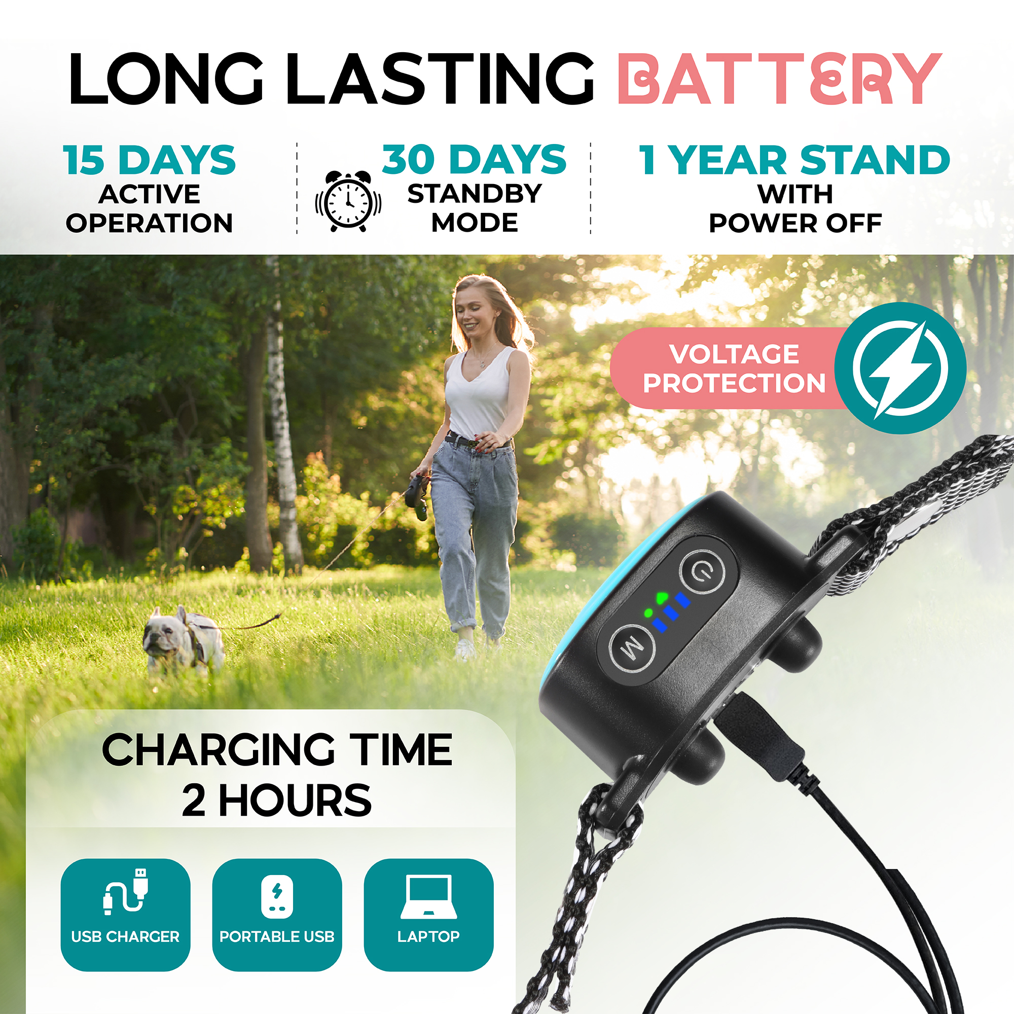 Smart Bark Collar for Small Dogs (blue)