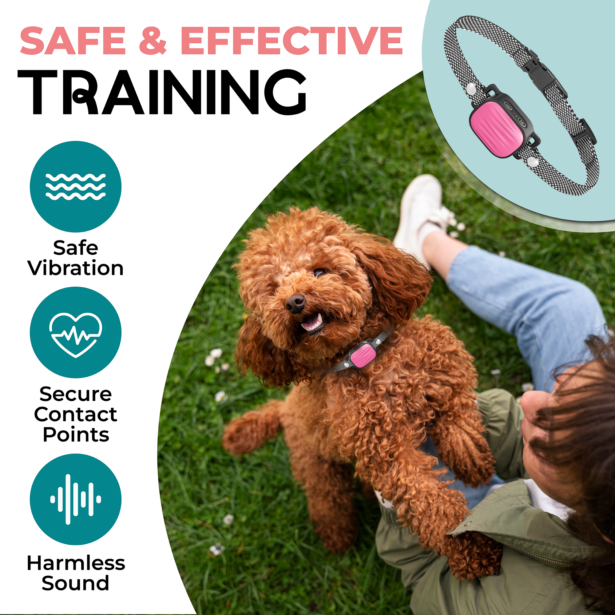 Smart Bark Collar for Small Dogs (pink)