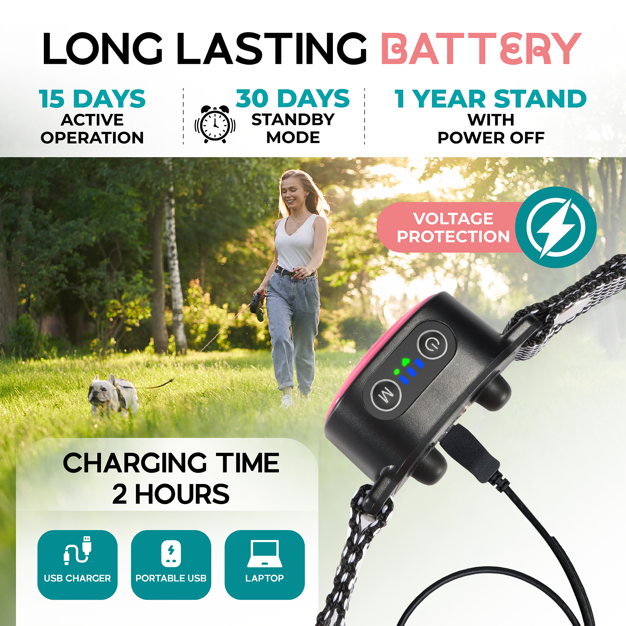 Smart Bark Collar for Small Dogs (pink)