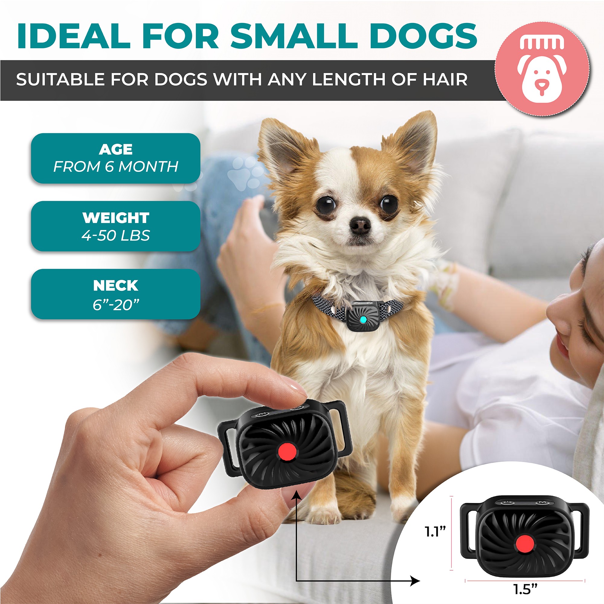 Smart Bark Collar for Small Dogs (black)